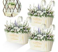 3Pcs Maceta Colgante con Doble Gancho Extraíble, Macetas Cubo Flores Planta Grande, Macetero Plantas Metal Retro, Plantador para Jardín Pared Balcón Valla Hogar Patio Exterior Interior Decoración