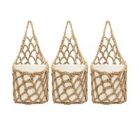 3PCS Macrame Plant Hanger Set - Boho Cotton Rope Woven Hanging Storage Baskets | Decorative Small Plant Holders For Indoor Outdoor Living Room, Balcony, Kitchen, Hallway, Wall & Fence Decoration Use