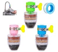 3Pcs Magic Charcoal Water Filter - Carbon WaterFilter Faucet for Sink Faucet - 6 Layer Carbon FaucetWater Filter Splash-Proof for Kitchen Bathroom Sink (3Pcs*Mix)