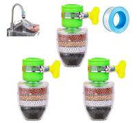 3Pcs Magic Charcoal Water Filter - Carbon WaterFilter Faucet for Sink Faucet - 6 Layer Carbon FaucetWater Filter Splash-Proof for Kitchen Bathroom Sink (3Pcs*Green)