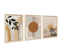 3Pcs Marco de Madera Cuadro Moderno Boho Medio Siglo Moderno Cuadros Decoracion Salon Naturaleza Plantas Desierto Sol Pintura Cuadros Decorativos Salon Dormitorios Baño 30cmx40cmx3 (Sin Plexiglás)