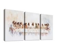 3Pcs Marco de Madera Cuadro Moderno La Última Cena de Jesús Lienzo Decorativos Los Doce Apóstoles Cristianos Pintura Imagen Póster Religioso Cuadros Decoracion Iglesia Dormitorio 30cmx40cmx3