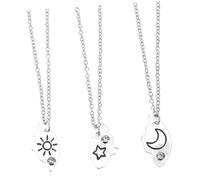 3Pcs Matching Star Moon Pendant Necklace Friends Family Lovers Elegant Jewelry for and Meaningful
