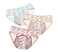 3Pcs Menstrual Cotton Knickers For Teenage Girls Women'S Postpartum Panty Hipster Period Pants Breathable Briefs Stretchy Underwear Red/yellow/Blue S