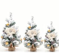 3Pcs Mini Christmas Tree,Snowflake Christmas Tree,Table Desktop Christmas Tree,With Burlap Base, For Home Office Christmas Holiday Decorations, LJJY-KK