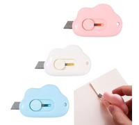 3pcs mini cuter carton manualidades papelería kawaii Portátil Pequeño A prueba de óxido Seguro Apto para abrir paquetes Azul Blanco Rosa