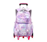 3pcs Mochila con Ruedas Niñas Carro Ruedas Mochilas Escolares con Ruedas Niñas Trolley Mochila Infantil Morado Grande Bolsas Escolares 6 Ruedas 47x34x20cm