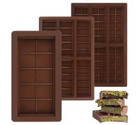 3PCS Molde Chocolate,Molde de Chocolate,Molde de silicona para Dubai chocolate,Molde Turron Moldes Para Barra De Chocolate Profundos De Silicona Sin BPA
