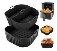 3PCS Molde Silicona Freidora de Aire,2 x 3.1L + 1 x 6.2L Accesorios Freidoras de Aire,Reutilizable Cuadrado Airfryer Accessoire para Cosori 5,5L/6L/6,L, Philips 2000 6.2L Na230