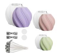 3Pcs Moldes Velas para Hacer Velas, 3D Moldes de Silicona para Velas, 3D Moldescon 30 Mechas y 2 Portamechas para Hacer Velas, Decoración del Hogar, Manualidades, Velas Aromáticas, Jabón