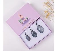 3pcs natural gris ágata yoni egg set mujeres Kegel ejercicio, 3 huevos con caja