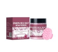 3PCS Onion Sea Salt Scalp Scrub With Massager Deep Cleaning Dandruff Relieve Itchy Oil Control Greasy Scalp Acne Removal Care 100g