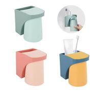 3PCS Organizador Baño Magnético, Vaso de Cepillo de Dientes de Plástico con 3 Pegatinas, Sin Perforación Blackporta Cepillo de Pared para Agua, Café, Viaje, Camping (3 Colores)