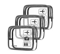 3pcs/pack Clear Toiletry Bag Tsa Approved Travel Carry On Airport Airline Compliant Bag Quart Sized 3-1-1 Kit Luggage Pouch (black)