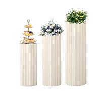3PCS Pedestal para Fiesta Cumpleaños,Soportes de Pedestal cilíndrico para Fiesta, Centro de Mesa de Boda, Pilar Romano de cartón para Bodas, cumpleaños, decoración de Fiestas (Color : White 3PCS, Si