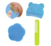 3PCS Peine Bebe,Peine Bebe Recien Nacido,Cepillo de Silicona para el Baño del Bebé Adecuado para Masaje del Cuero Cabelludo de Limpieza del Baño del Bebé (Azul 2 Piezas Verde 1 Pieza)