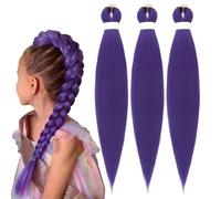 3pcs Peluca Ru-Mi Kpop Cazador de Demonios Pelo Morado para Trenzas Kpop Extensiones Moradas Trenza Morada Larga Extensiones Pelo Morado Adecuado para Halloween Cosplay Fiestas de Baile Estilo Diario