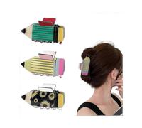 3pcs Pencil Hair Claw Clips Funny Teacher Hair Clips Cute Hair Jaw Barrettes Back To School Hair Accessories for Teachers