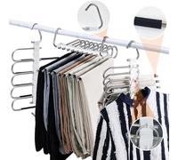 3PCS Perchas Pantalones Ahorra Espacio para Percha Multiple Multipurpose Hanger Pantalon Multiples Armario de Colgar Multi Purpose Ropa Cabides Calças Colgador Multiusos Bufandas Inoxidable Acero