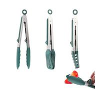 3Pcs Pinzas de Cocina de Silicona Multiusos Set, 27cm Pinzas de Carne Resistentes al Calor de Acero Inoxidable, Pinzas de Parrilla con Mango de Silicona Antideslizante para Asar Parilla Bufé
