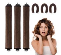 3Pcs Rizador de Pelo Sin Calor,Rizadores de Ondas Para Dormir,Modelador de Cabello,para el Hogar y Fiestas (Marrón)