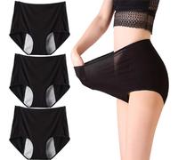 3PCS Ropa Interior para Incontinencia para Mujer, Pantalones para Incontinencia para Mujer, Ropa Interior Neutralizadora de Olores para Protección contra Fugas de Vejiga,Negro,4XL