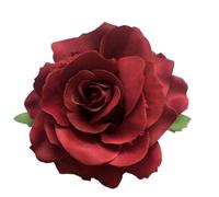 3pcs Rose Flower Hairpin Summer Beach Headdress Flowers Hair Clips Bridal Barrette For Wedding(Dark red)