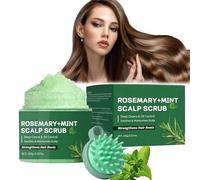 3PCS Rosemary Mint Scalp Scrub with Massage Comb, Deep Cleansing Refreshing Oil Control Rosemary Shampoo for Strengthens Hair Nourishing the Scalp 100g