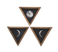 3Pcs Rustic Wall Moon Phase Decor Traingular Wall Decoration for Bedroom Living Room