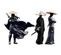 3pcs Samurai Acción Figuras de 1.2 pulgadas Estatuas de guerreros de plástico en miniatura para la pantalla del tablero de automóviles del escritorio en casa, coleccionables de decoración japone