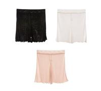 3Pcs Seda De La Mora De Las Mujeres Bajo Los Pantalones Cortos Para Los Vestidos Suave No Sheer Seguridad Boxers Bragas Verano Ropa Interior Para Dormir(L)