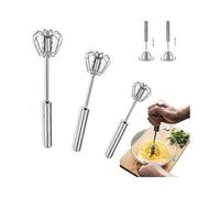3Pcs Semi-Automatic Beater, Stainless Steel Egg Beater, Manual Beater Kitchen Beater, Pressure Beater, Rotary Mixer, Egg Beater, for Cooking, Mixing
