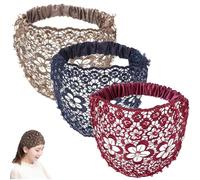 3PCS Set Boho-Chic Crystal & Pearl Embellished Wide Headbands, Elegant Floral Beaded Wide Headbands for Women, for Women Fashion Vacations & Daily Styling (3Pcs-H)