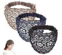 3PCS Set Boho-Chic Crystal & Pearl Embellished Wide Headbands, Elegant Floral Beaded Wide Headbands for Women, for Women Fashion Vacations & Daily Styling (3Pcs-F)