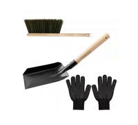 3Pcs/Set Indoor Fireplace Cleaning Tools Set Camping Barbecue Fireplace Ash Shovel Fireplace Brush Black Silicone Gloves Kit QingHai