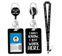 3pcs/set Titular de insignia para mujeres con clip giratorio y tarjeta de identificación de cordón desmontable Tarjeta de soporte de insignia Protector ABS Black para trabajo Oficina de enfermería Re