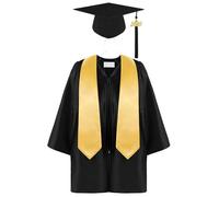3PCS/Set toga y birrete de graduación de jardín de infantes, toga y birrete de graduación preescolar con estola para ceremonias infantiles, se adapta a una altura de 3'9 - 3'11, negro, preescolar