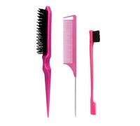 3pcs Slick Back Hair Brush Set Cerdas Control Broken Peine Para Mujeres Bebé Niños Cepillo De Pelo Negro Conjunto Mujeres