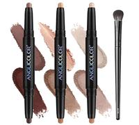 3Pcs Sombra de Ojos en Barra Sombras de Ojos en Barra Eyeshadow Stick Sombras en Stick Doble Punta Acabado Brillante y Mate Impermeable Resistente a Las Manchas con 1 Pincel para Maquillaje