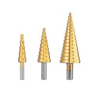 3PCS Step Drill Bits Set Metric Spiral Flute The Shape Hole 4-12/20/32mm Steel Cone Drill Bit Set