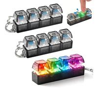 3PCS Teclado Fidget Toys, Juguete Fidget para Teclado, 4 Botón Llavero Antiestrés con Luz LED, T-eclado Antiestres, Juguete FID-Get de Tec-Lado, Llavero de Tecla-do Fidge-t para Alivio del Estrés (M2)