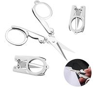 3Pcs Tijeras Plegables, Punta Fina - Tijeras Multiusos de Viaje/Bolsillo/Oficina/Costura - Acero Inoxidable, Mini Tijeras para Manualidades/Bordar/Pesca/Escuela/Hogar