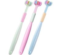 3pcs Triple Head Toothbrush Triple Hair Toothbrush Three-faced Toothbrush Deep Cleaning Kids Soft Hair Toothbrushes Travel Home