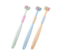 3pcs Triple Head Toothbrush Triple Hair Toothbrush Three-faced Toothbrush Deep Cleaning Kids Soft Hair Toothbrushes Travel Home