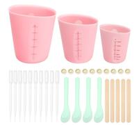 3PCS Vasos Medidores de Silicona Juego,Moldes de Silicona Vaso de Siliconas con Varilla Mezcladora, Cuentagotas,Apoya-dedos,Mini Espátula para Moldes de Manualidades DIY (125ml 250ml 500ml)