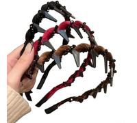 3Pcs Vintage High Cranium Artificial Pearl Hairband,2025 New Elegant Braided Pearls Headbands with Teeth,Fashion Wide Beaded Bling Head Band for Women (B)