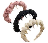 3Pcs Vintage High Cranium Artificial Pearl Hairband,Elegant Braided Pearls Headbands with Teeth,Decorative Hair Bands Fashion Hair Accessories Gifts (D)