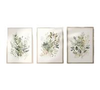 3pcs Watercolor Botanical Canvas Print Wall Art Sage Green Beige Wild Flowers Artwork Floral Bundle Modern Home Decor For Living(50x75cmx3)