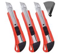 3piezas Juego de cuter con 10piezas Recambio Cuchillas Cutter, Cuchillas SK5 de 18mm, cuchillos multiusos portátiles retractil, Cuchillo Utilitario, para alfombras cortador de papel