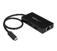 3Port USB C Hub GbE C to A - Power Adapt